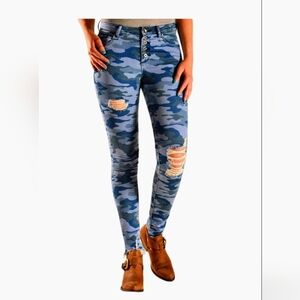 Tractr Blue camouflage skinny jeans size 24